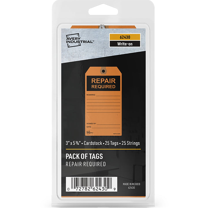 Image of Avery® Repair Required Tags,Pre-strung,3"x5-3/4",25/PK,OE