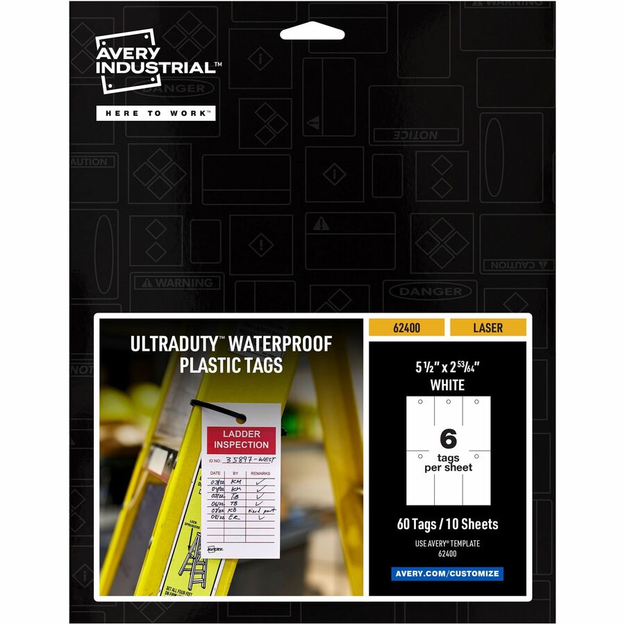 Image of Avery® Safety Tags,50 lb Strength, 5-1/2"x2-13/14",60/PK,WE