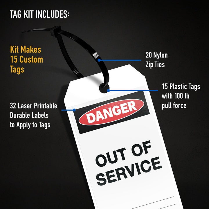 Image of Avery® 62403 UltraDuty 100-lb Pull Strength Tag Kit, 3.25" L x 5.75" Width, Plastic, Vinyl, Nylon, White, 1 Pack
