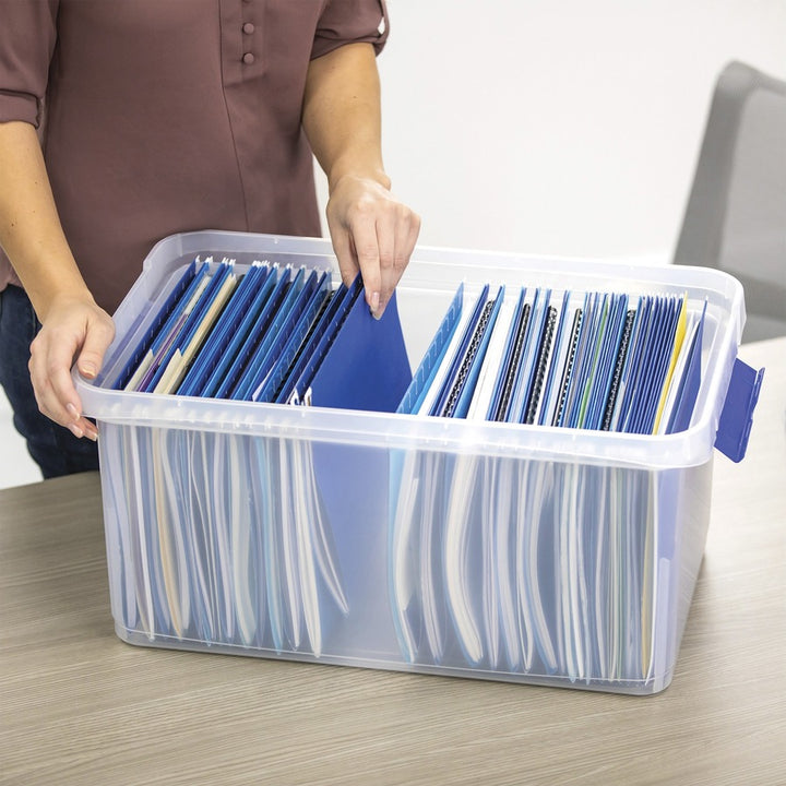 Image of Fellowes® File Box,Stackable,TAA Compl,14-1/5"x20"x10-5/8",CL/BE