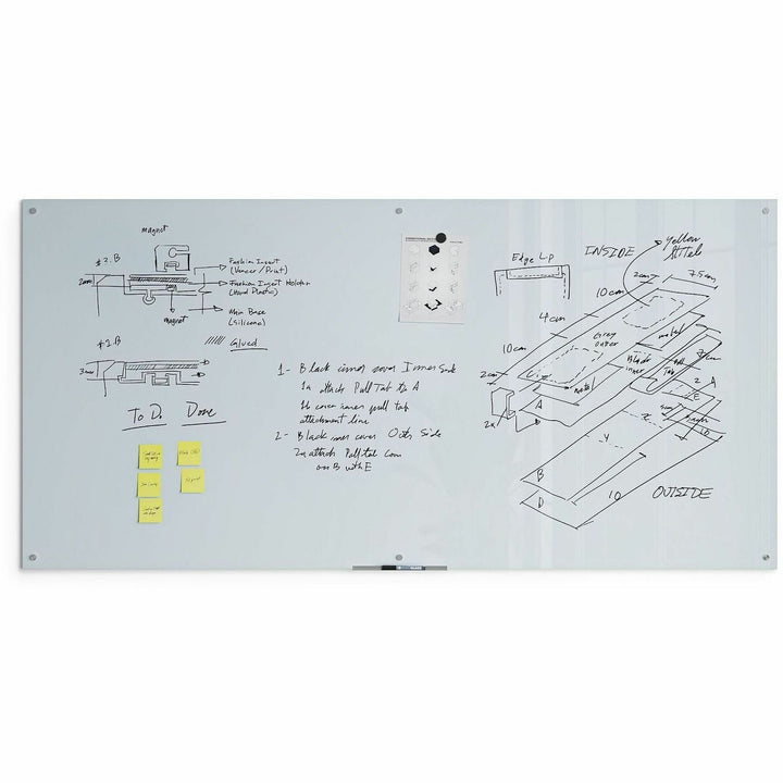 Image of U Brands Glass Dry Erase Board, 96" x 48" (Actual Size: 95" x 47"), White Surface