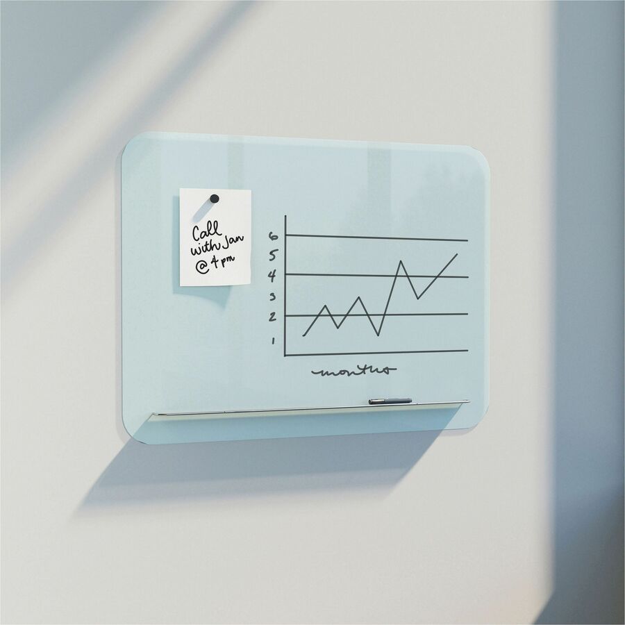 Image of U Brands Dry-erase Board, Glass, Magnetic, 35"x23", White