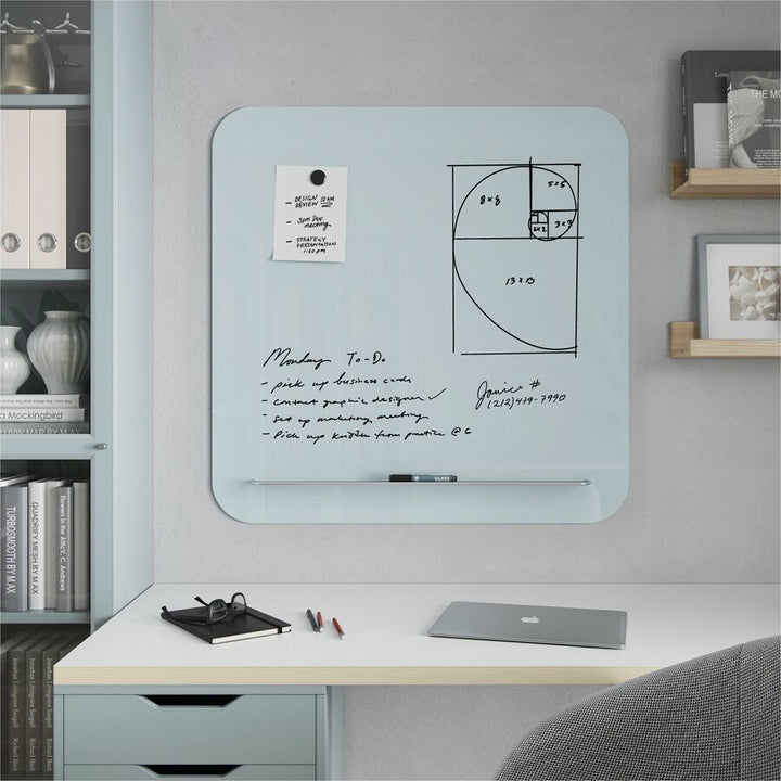 Image of U Brands Dry-erase Board, Glass, Magnetic, 35"x35", White