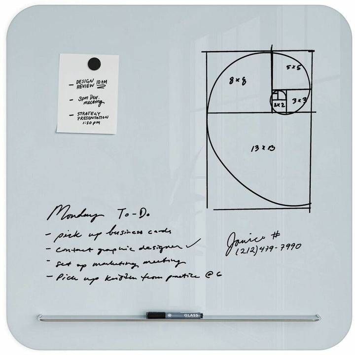 Image of U Brands Dry-erase Board, Glass, Magnetic, 35"x35", White