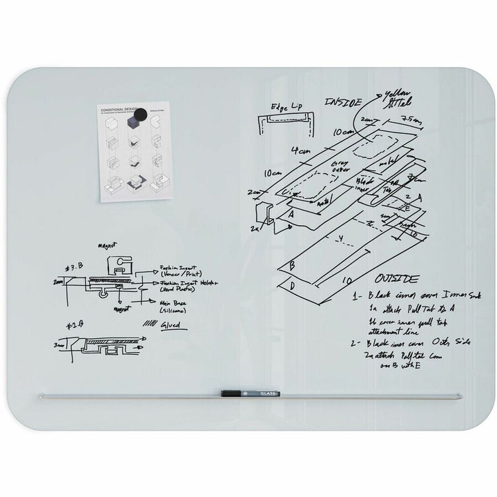 Image of U Brands Dry-erase Board, Glass, Magnetic, 48"x36", White
