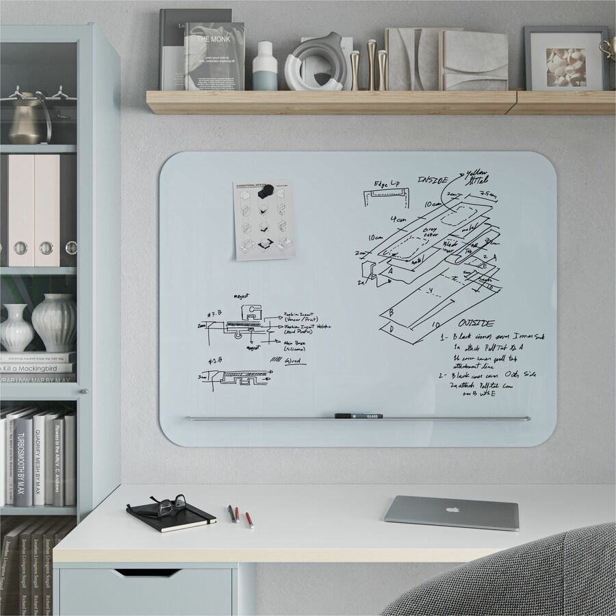 Image of U Brands Dry-erase Board, Glass, Magnetic, 48"x36", White