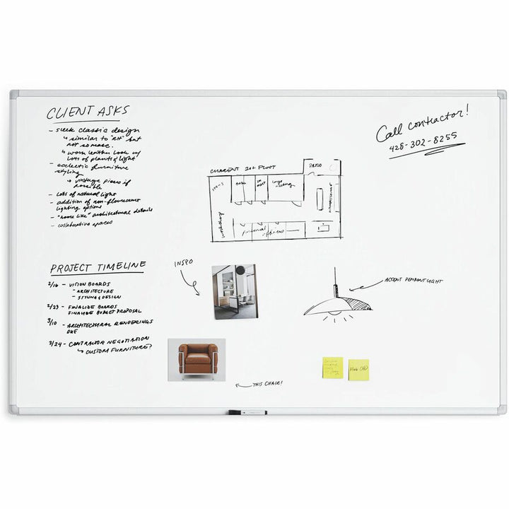 Image of U Brands Whiteboard,Magnetic,Porcelain Steel/AluminumFrame,72"x48",WE