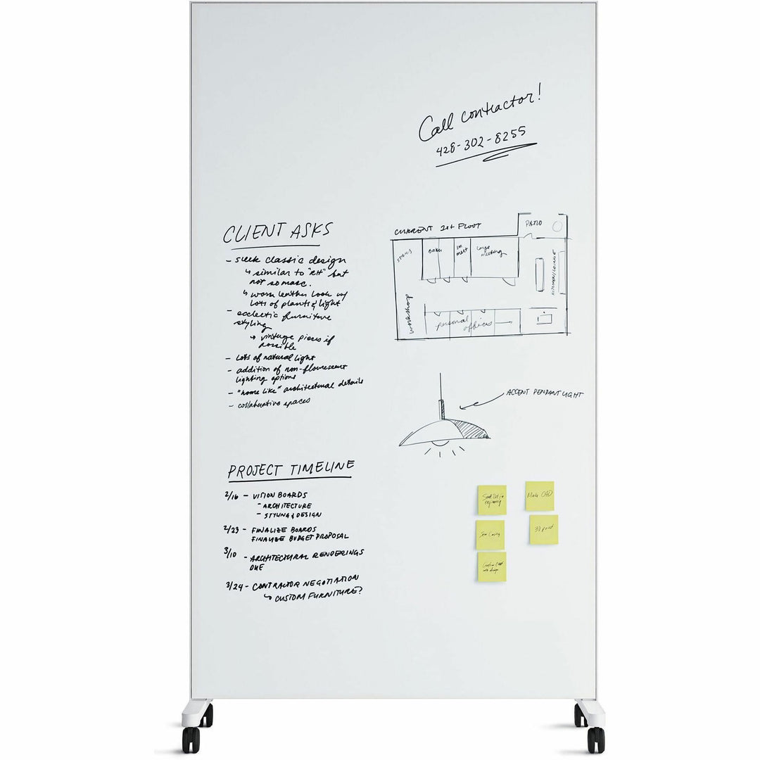 Image of U Brands Easel,Dry-Erase,Glass,Magnetic,42"x72",White