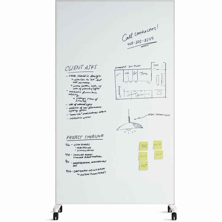 Image of U Brands Easel,Dry-Erase,Glass,Magnetic,42"x72",White