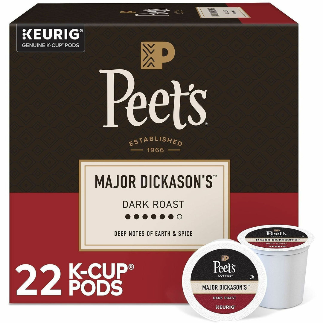 Image of Peet's 2403 Major Dickason's Blend Coffee, Compatible with Keurig Brewer, Dark, K-Cup, Major Dickason's, 22 / Box