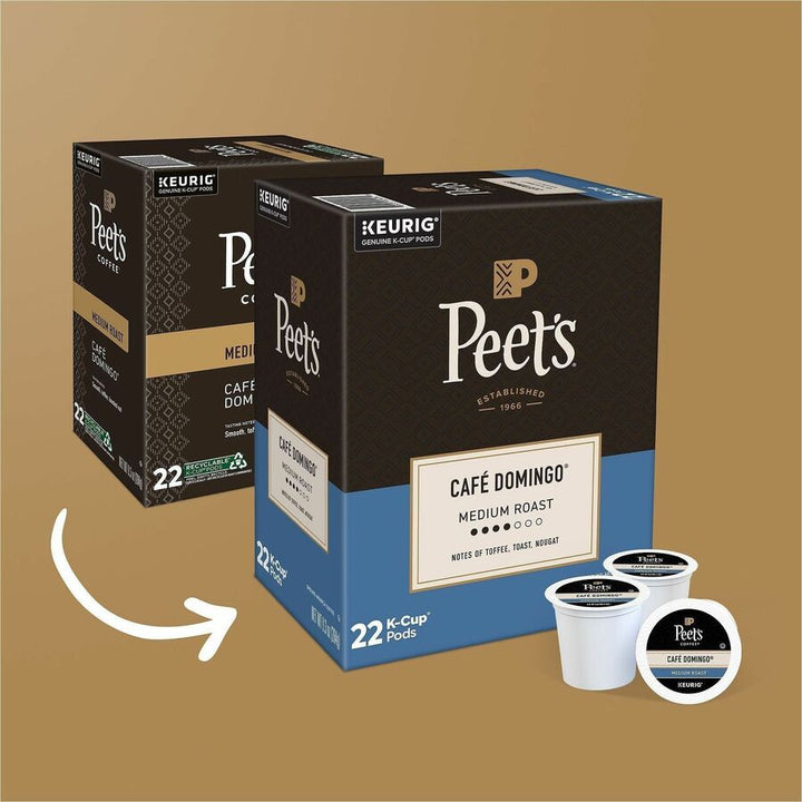 Image of Peet's 2404 Cafe Domingo Coffee, Compatible with Keurig Brewer, Medium, K-Cup, Cafe Domingo, 22 / Box