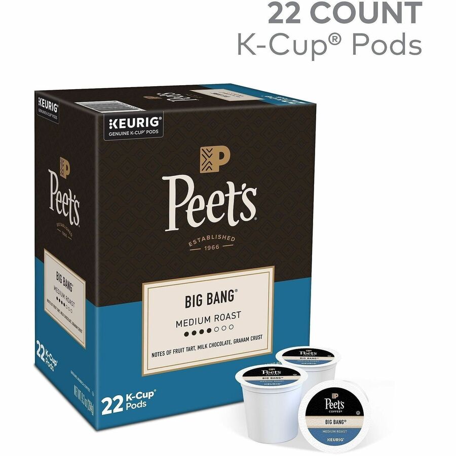 Image of Peet's 2407 Big Bang Coffee, Compatible with Keurig Brewer, Medium, K-Cup, Big Bang, 22 / Box
