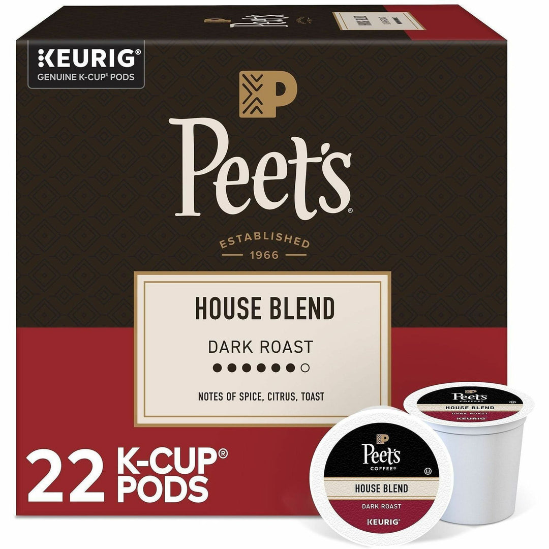 Image of Peet's 2410 House Blend Coffee, Compatible with Keurig Brewer, Dark, K-Cup, 22 / Box