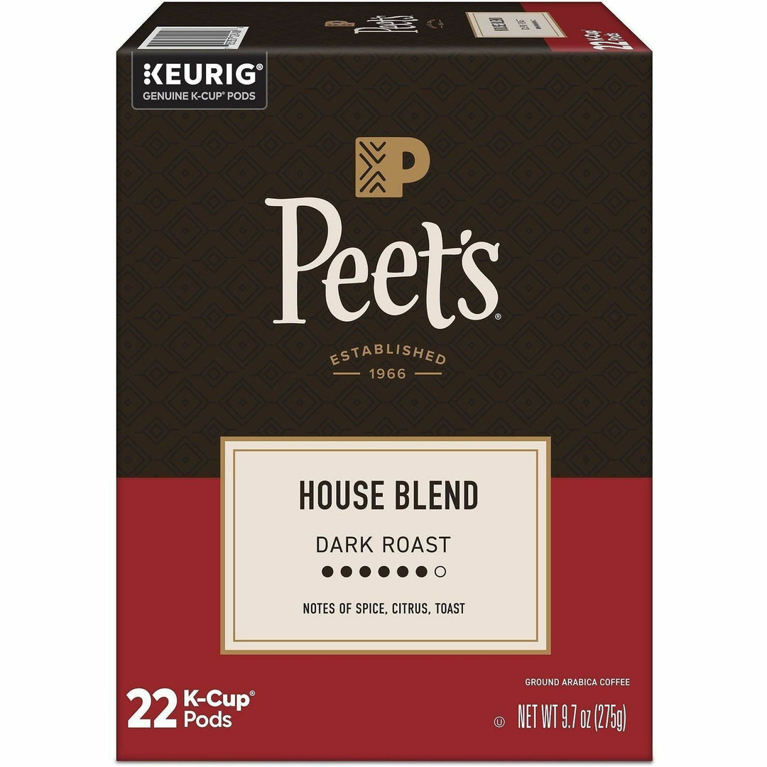 Image of Peet's 2410 House Blend Coffee, Compatible with Keurig Brewer, Dark, K-Cup, 22 / Box