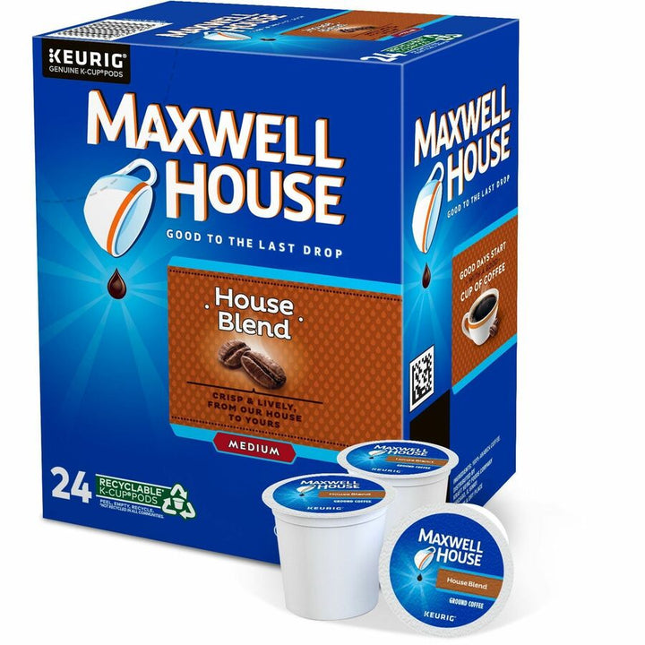 Image of Maxwell House 8047 House Blend Coffee, Compatible with Keurig Brewer, Medium, K-Cup, House Blend, 24 / Box