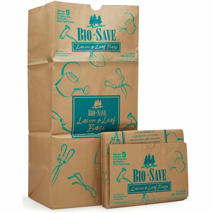 Image of AJM Packaging Lawn and Leaf Bag, 2 Ply, 16"Wx12"Lx35"H, 50/CT, Brown