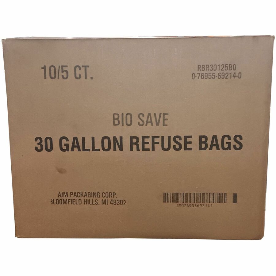 Image of AJM Packaging Lawn and Leaf Bag, 2 Ply, 16"Wx12"Lx35"H, 50/CT, Brown