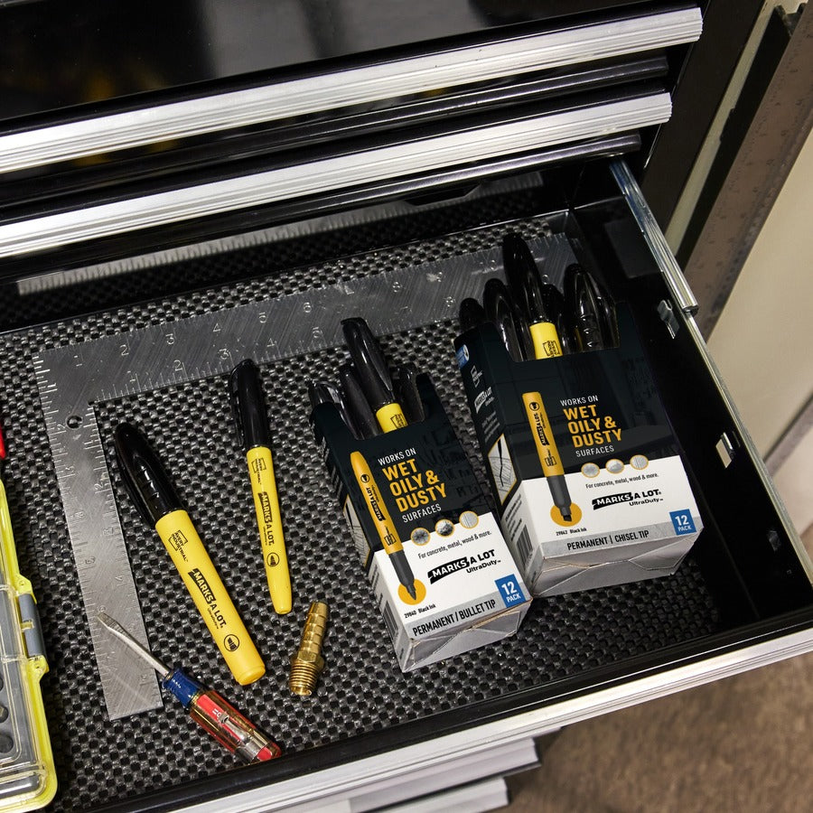 Image of Avery® MARKS A LOT UltraDuty Permanent Markers, Medium Chisel Tip, Black, 12/Box