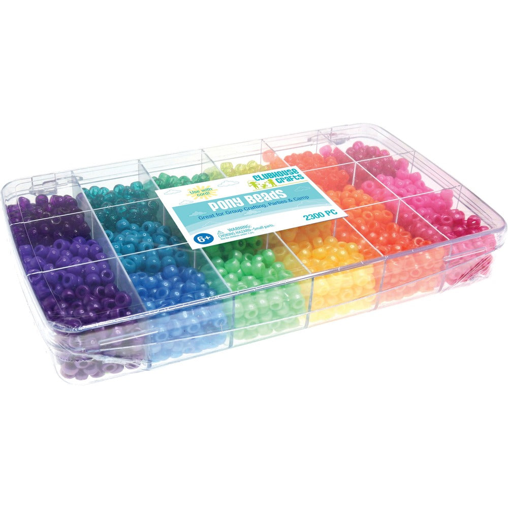 Image of Advantus Pony Bead Box, 6 Colors, 3 Finishes, 2300 Piece, Assorted