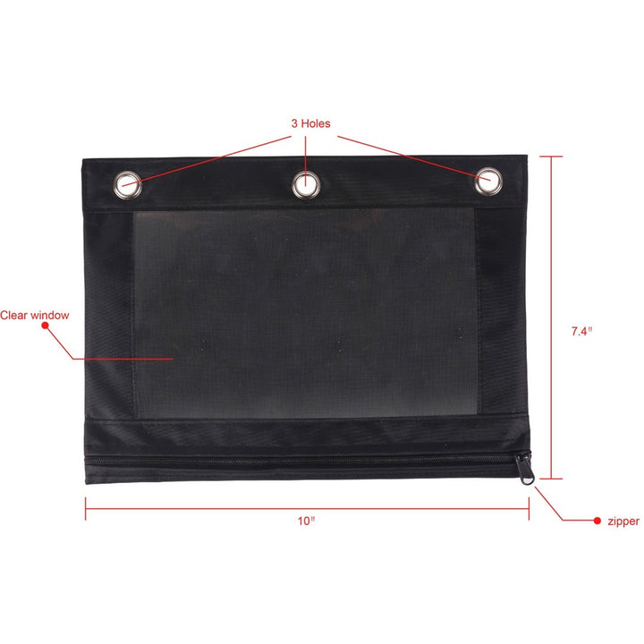 Image of Business Source 18303 Binder Pencil Pouch, 10" H x 7.4" Width, Black, 6 / Pack