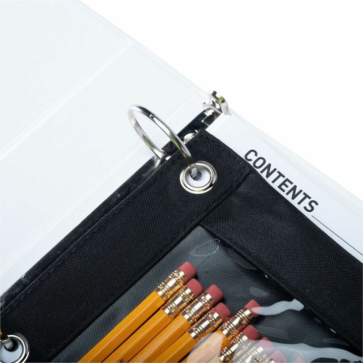 Image of Business Source 18303 Binder Pencil Pouch, 10" H x 7.4" Width, Black, 6 / Pack