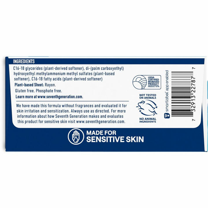 Image of Seventh Generation® Laundry Dryer Sheets, Free&Clear, 80/BX, White