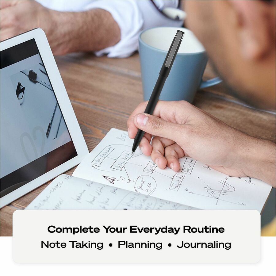 Image of uniball® Rollerball Pen, Stick, Extra-Fine 0.5 mm, Black Ink, Black Barrel, 72/Pack