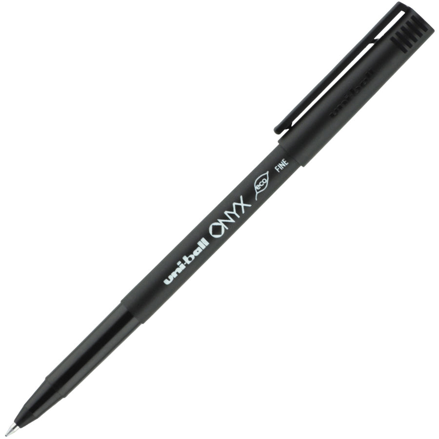Image of uniball® ONYX Rollerball Pen, Stick, Fine 0.7 mm, Black Ink, Black Barrel, 72/Pack