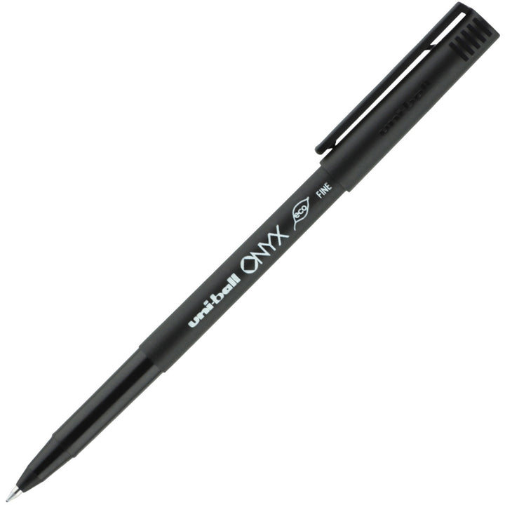 Image of uniball® ONYX Rollerball Pen, Stick, Fine 0.7 mm, Black Ink, Black Barrel, 72/Pack