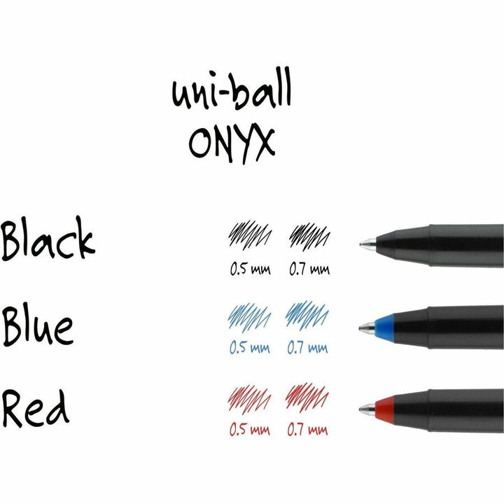 Image of uniball® ONYX Rollerball Pen, Stick, Fine 0.7 mm, Black Ink, Black Barrel, 72/Pack