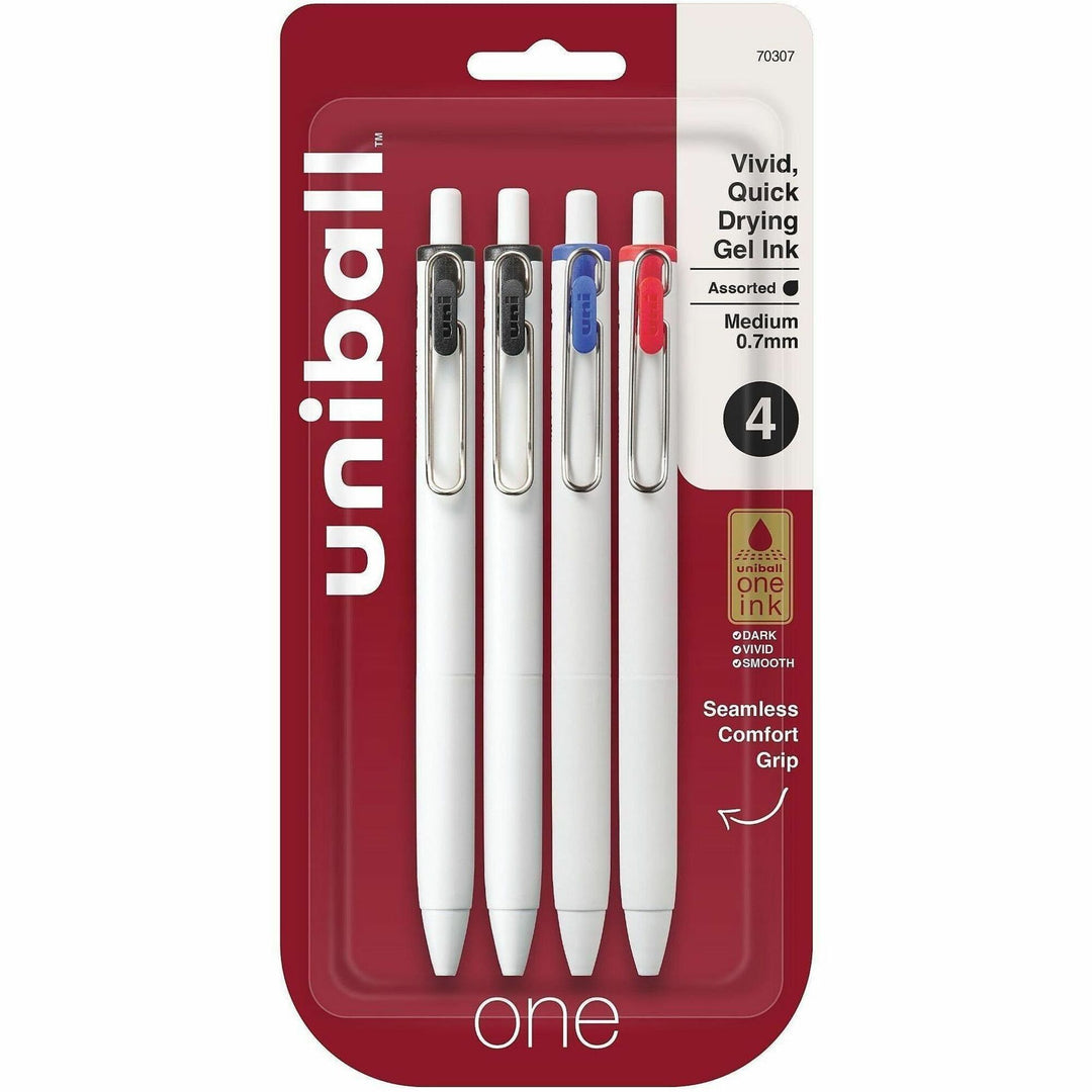 Image of uniball™ 70307 ONE Gel Pen, 0.7 mm Medium Pen Point, Multi Ink, Gel-based, 4 / Pack