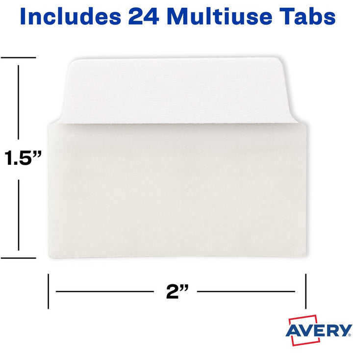Image of Avery® Tabs,Ultra,2-Side Writable,Multi-Use,2"x1-1/2",24/PK,White