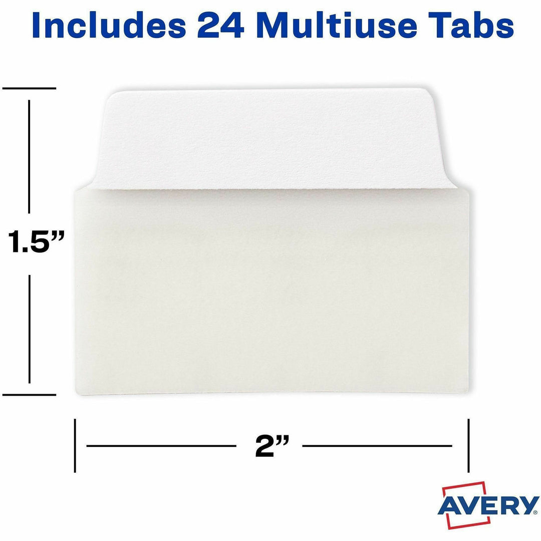 Image of Avery® Tabs,Ultra,2-Side Writable,Multi-Use,2"x1-1/2",24/PK,White