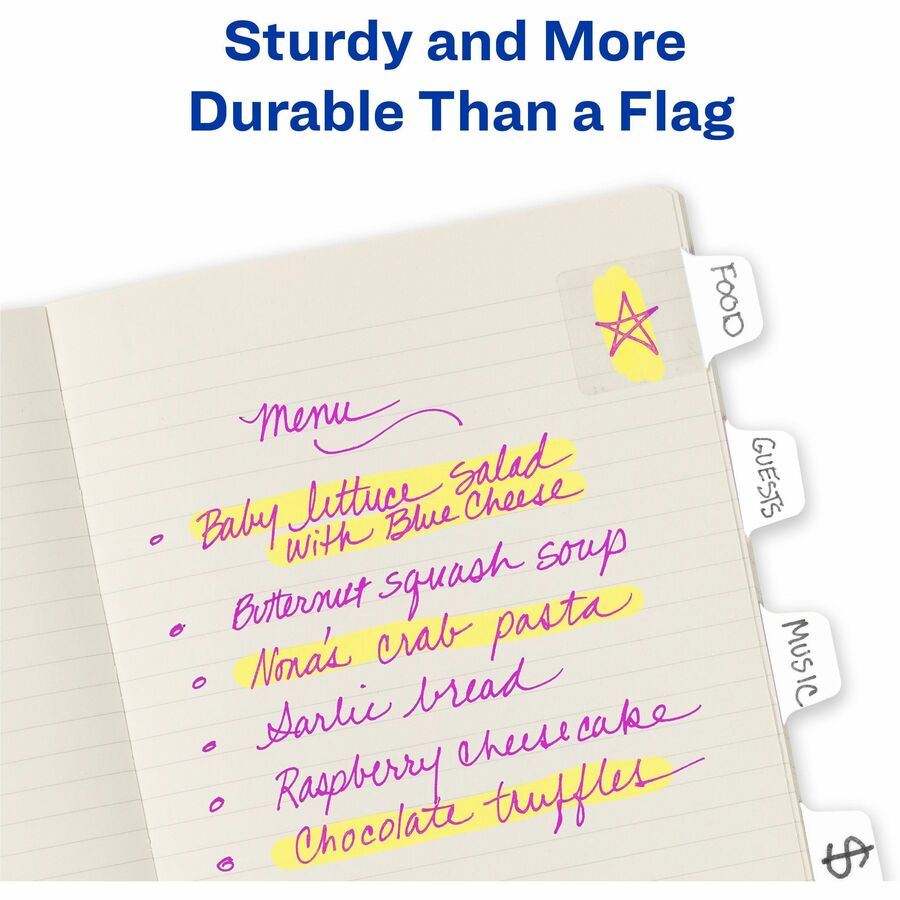 Image of Avery® Ultra Tabs Repositionable Tabs, 1/10-Cut, 1" Wide, White, 40/Pack