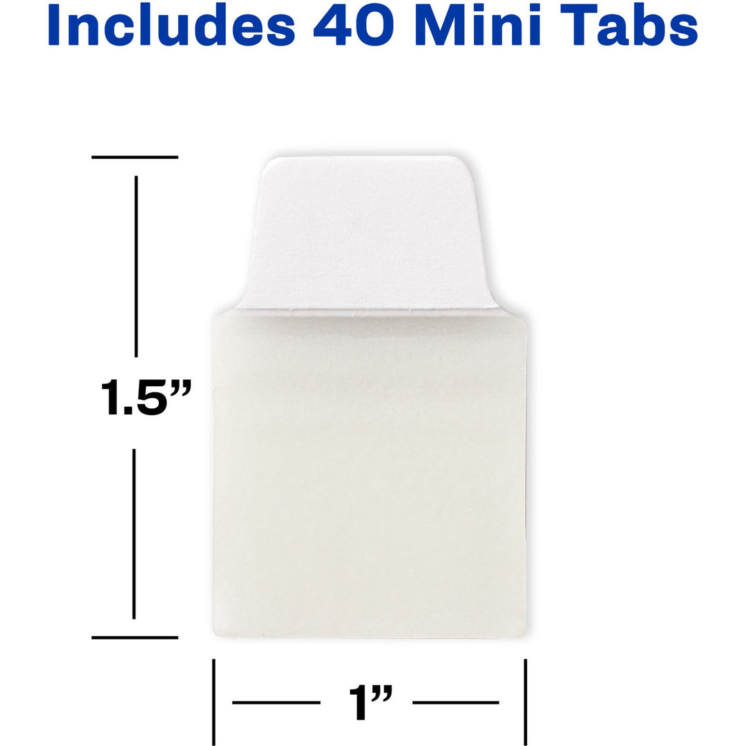 Image of Avery® Ultra Tabs Repositionable Tabs, 1/10-Cut, 1" Wide, White, 40/Pack