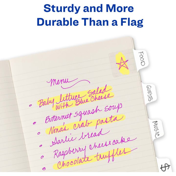 Image of Avery® Ultra Tabs Repositionable Tabs, 1/10-Cut, 1" Wide, White, 40/Pack