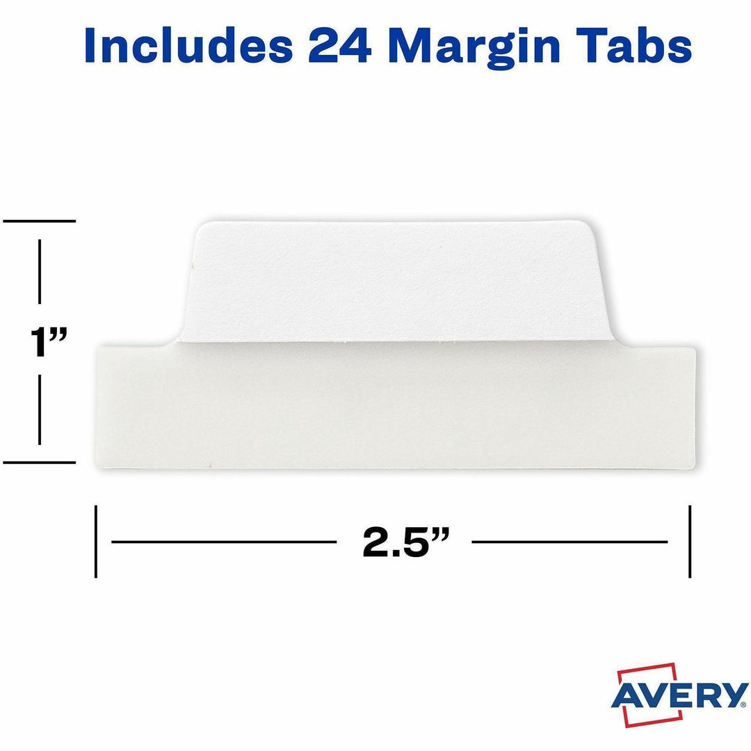 Image of Avery® Tabs,Ultra,2-Side Writable,Margin,2-1/2"x1",24/PK,White