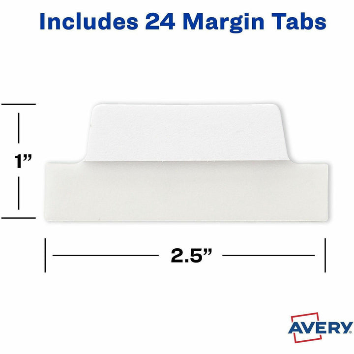 Image of Avery® Tabs,Ultra,2-Side Writable,Margin,2-1/2"x1",24/PK,White