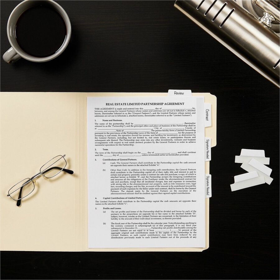 Image of Avery® Tabs,Ultra,2-Side Writable,Margin,2-1/2"x1",24/PK,White