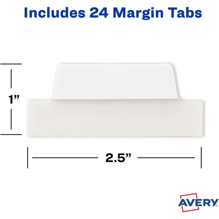 Image of Avery® Tabs,Ultra,2-Side Writable,Margin,2-1/2"x1",24/PK,White