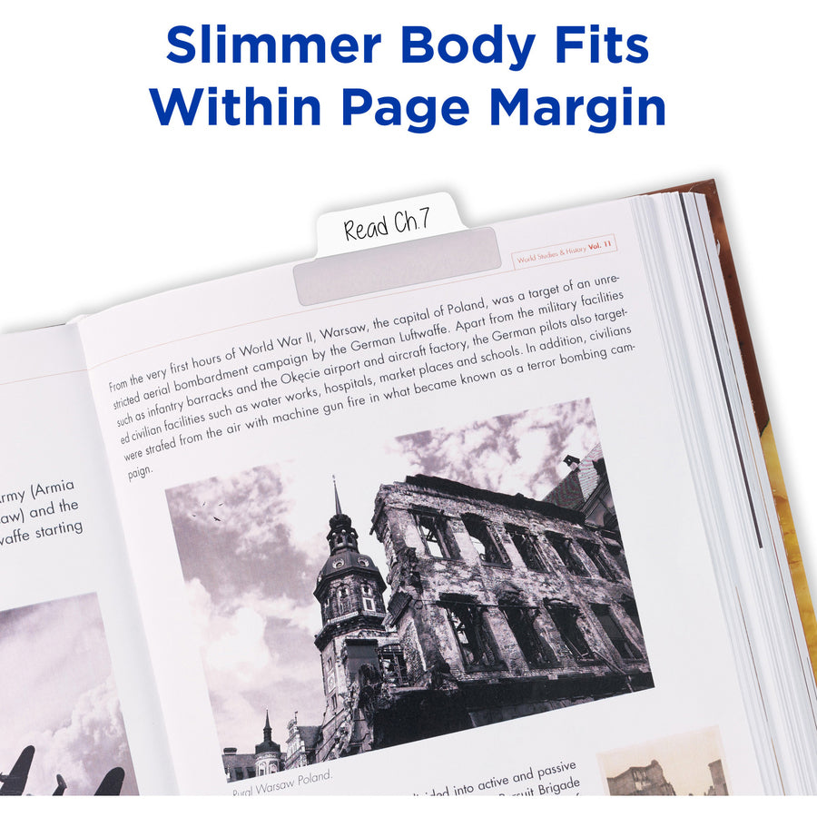 Image of Avery® Tabs,Ultra,2-Side Writable,Margin,2-1/2"x1",24/PK,White