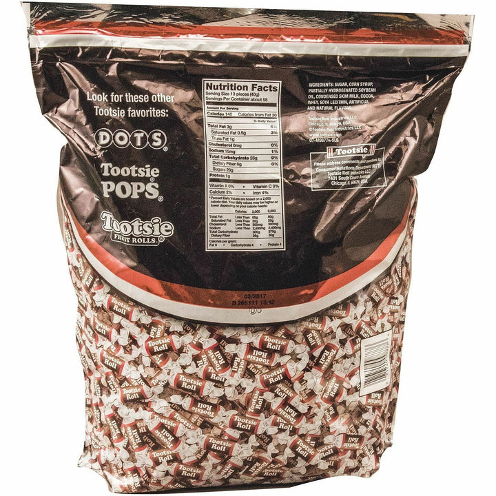 Image of Tootsie 884580 Roll Midgees Candy, Assorted, Individually Wrapped, Resealable Container, 5 lb, 760 Bag, 1 Bag