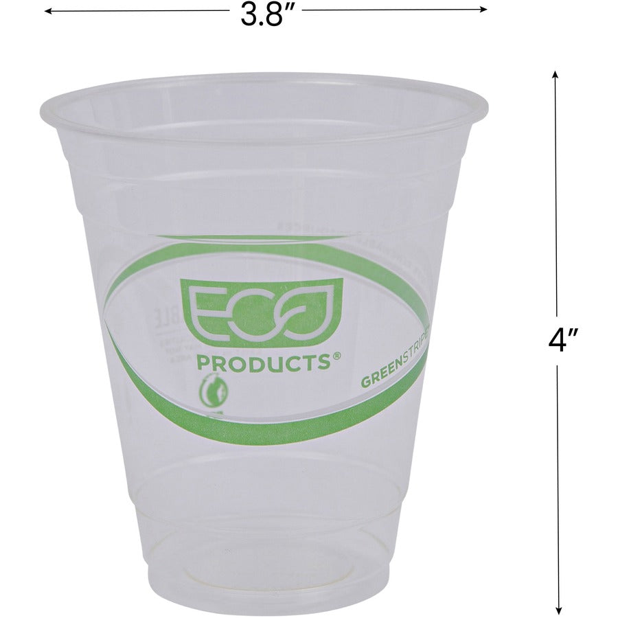 Image of Eco-Products® GreenStripe Renewable and Compostable Cold Cups, 12 oz, Plastic, Clear, 50/Pack