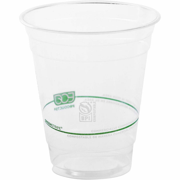Image of Eco-Products® GreenStripe Renewable and Compostable Cold Cups, 12 oz, Plastic, Clear, 50/Pack