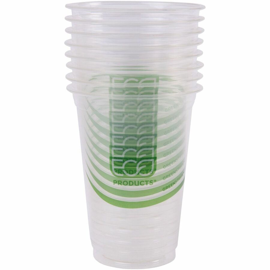 Image of Eco-Products® Cold Cup, Eco Friendly, 16oz, 50/PK, Clear/GreenStripe