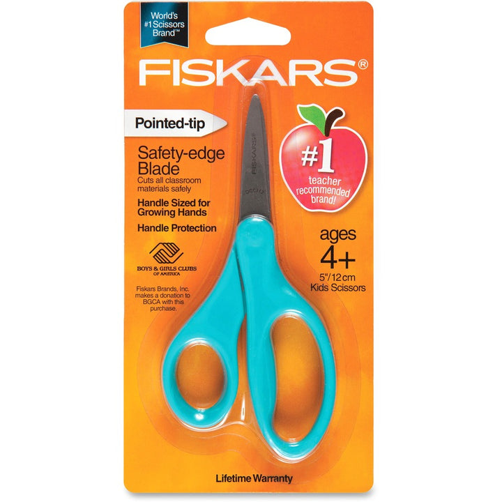 Image of Fiskars® Scissors,f/Children,Safety Edge Blades,Pointed,5",Turquoise