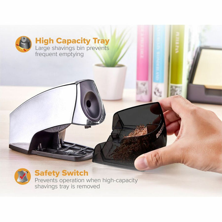 Image of Bostitch® Pencil Sharpener, Electric, 4"x8-1/3"x4-1/4", Chrome