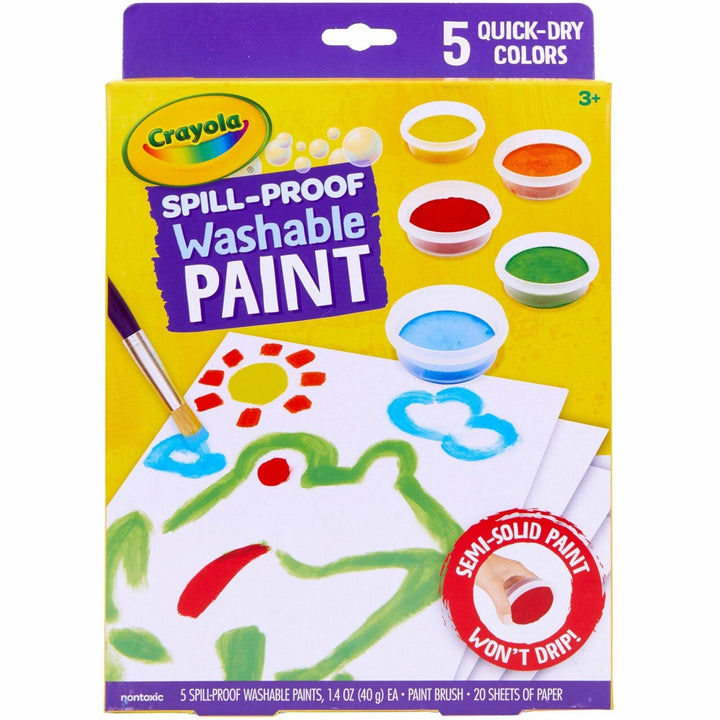 Image of Crayola® Paint Kit, 5 Semi-Solid Paints, 1 Brush, 20 Sheets, MI
