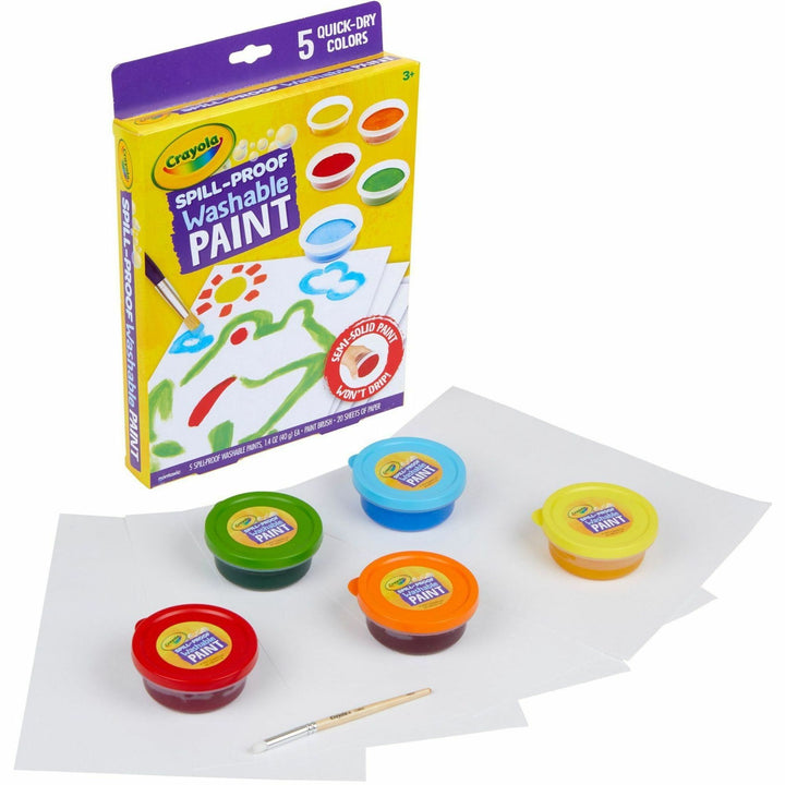 Image of Crayola® Paint Kit, 5 Semi-Solid Paints, 1 Brush, 20 Sheets, MI