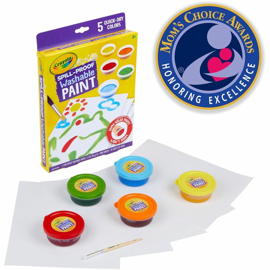 Image of Crayola® Paint Kit, 5 Semi-Solid Paints, 1 Brush, 20 Sheets, MI